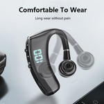 Auscultador Bluetooth V9S com cancelamento de ruído e ecrã LED, ouvido único preto, ouvido único azul