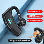 Auscultador Bluetooth V9S com cancelamento de ruído e ecrã LED, ouvido único preto, ouvido único azul