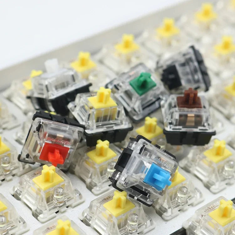 10 Peças de Interruptores com Eixo Gateron G com Tampa Transparente na Base Preta, Estilo:, Pé G3 (Eixo Preto), Pé G3 (Eixo Vermelho), Pé G3 (Eixo Castanho), Pé G3 (Eixo Azul), Pé G3 (Eixo Branco), Pé G3 (Eixo Verde), Pé G3 (Eixo Amarelo)