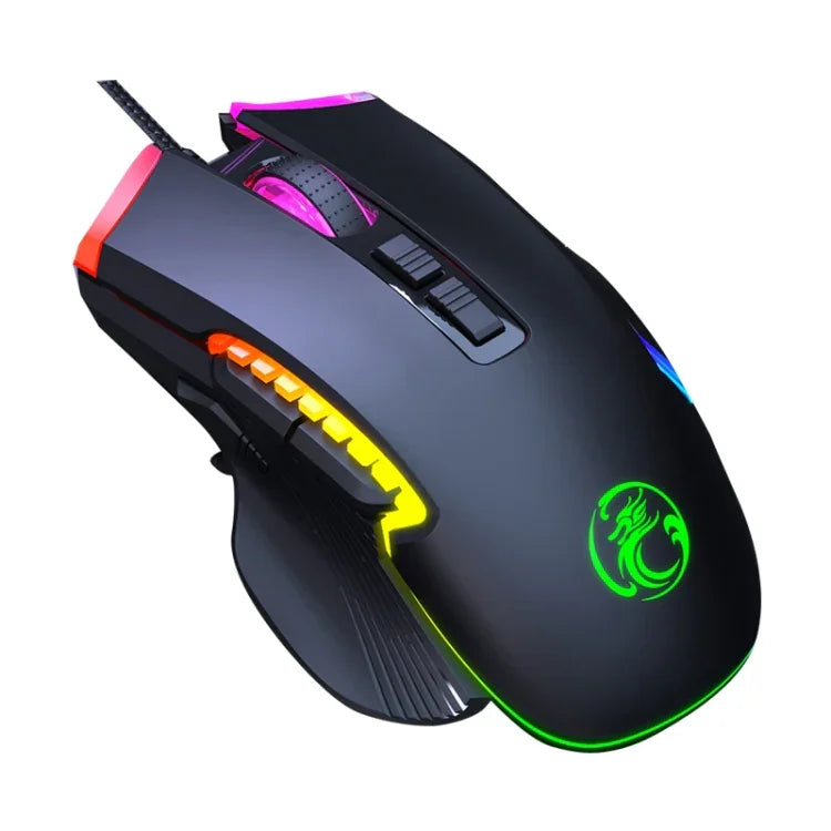 Rato para Jogos IMICE T70 com 8 Botões, Iluminação RGB, 7200 DPI Programável com Fio, Comprimento do Cabo: 1,8m, T70