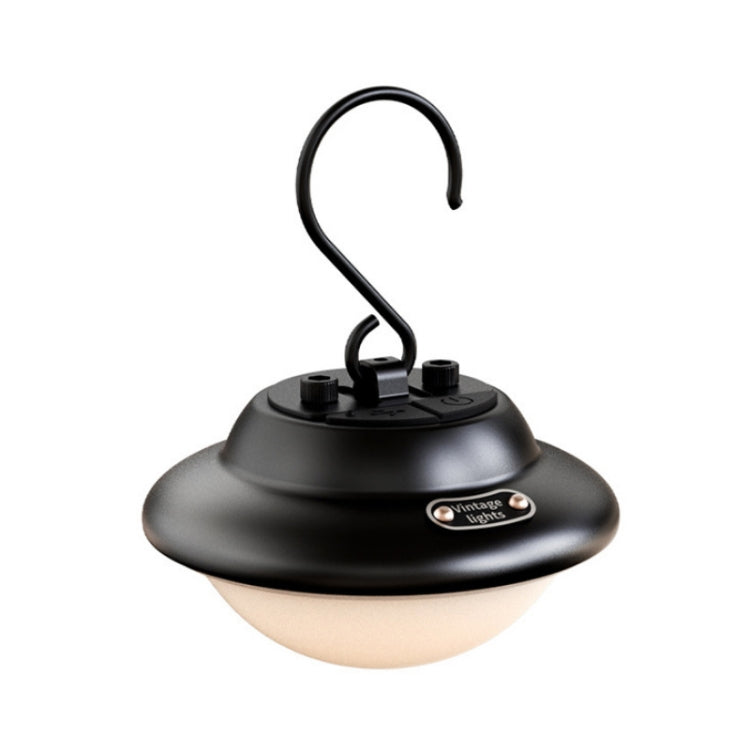 Luz de Campismo Portátil para Exterior com Suspensão e Carregamento USB, Preto, Bege