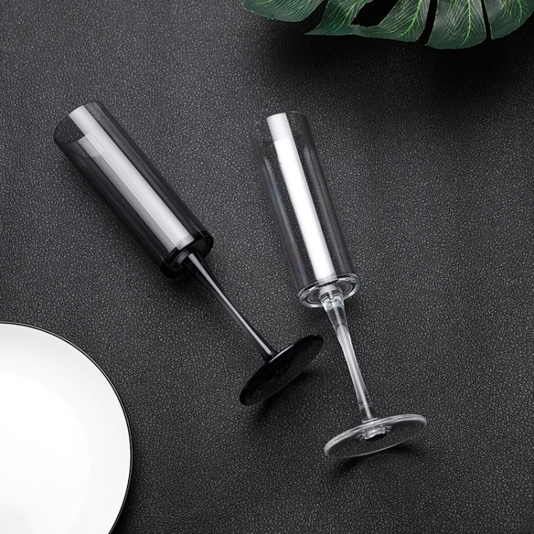 Copos de Champanhe Acrílicos Domésticos de 165ml, Preto, Transparente