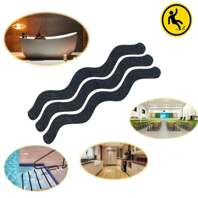 24pcs /Saco Autocolante Antiderrapante para Banheira com Padrão de Cascalho em Forma Ondulada, 1.3 x 18cm
