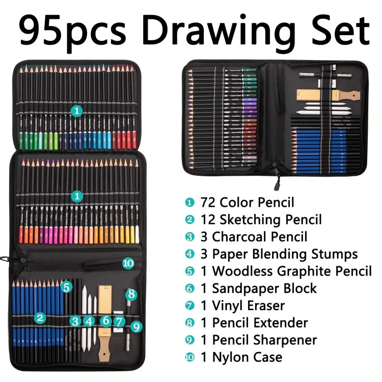 Conjunto de Lápis de Cor Oleosos Yover 95 PCS / Conjunto para Desenho e Pintura, 95 PCS / Conjunto