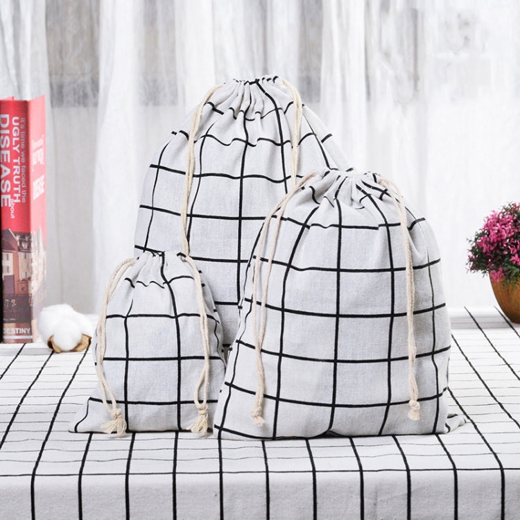 Cotton Linen Drawstring Pocket Sundries Storage Bag, Small+Medium+Large