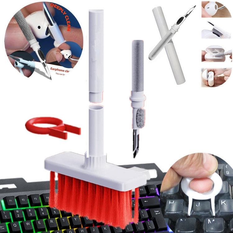 2 canetas de limpeza 5 em 1 para auriculares + escova de limpeza para teclado + puxador de teclas, branco, vermelho branco, vermelho preto