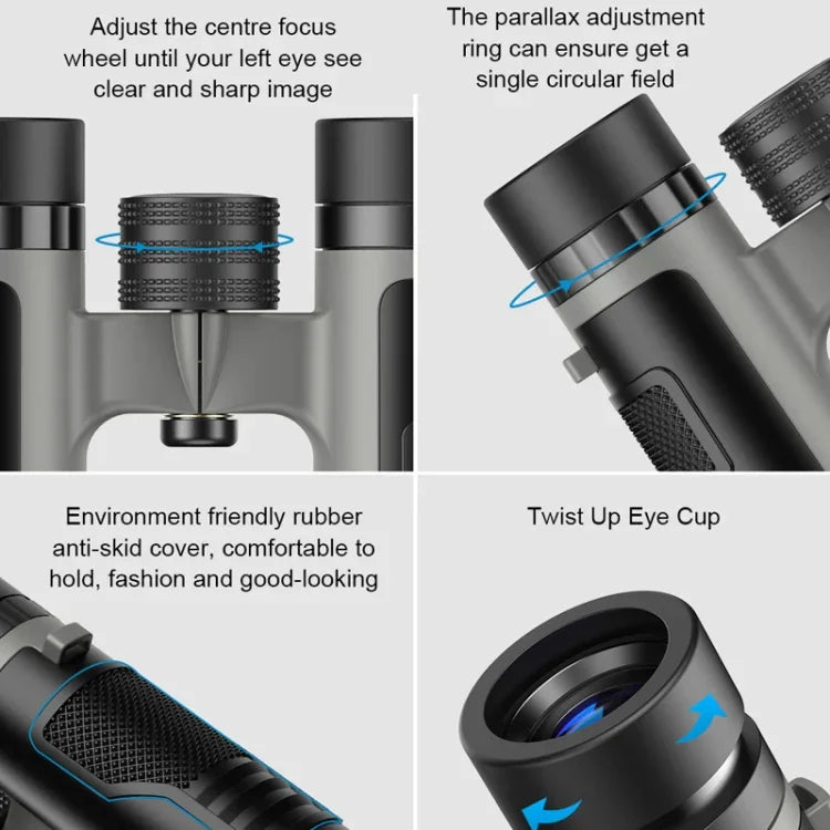 Binóculos APEXEL 10 x 25 Prisma BAK4 Zoom Telescópio para Observação de Aves Caça Caminhadas, APL-RB10X25