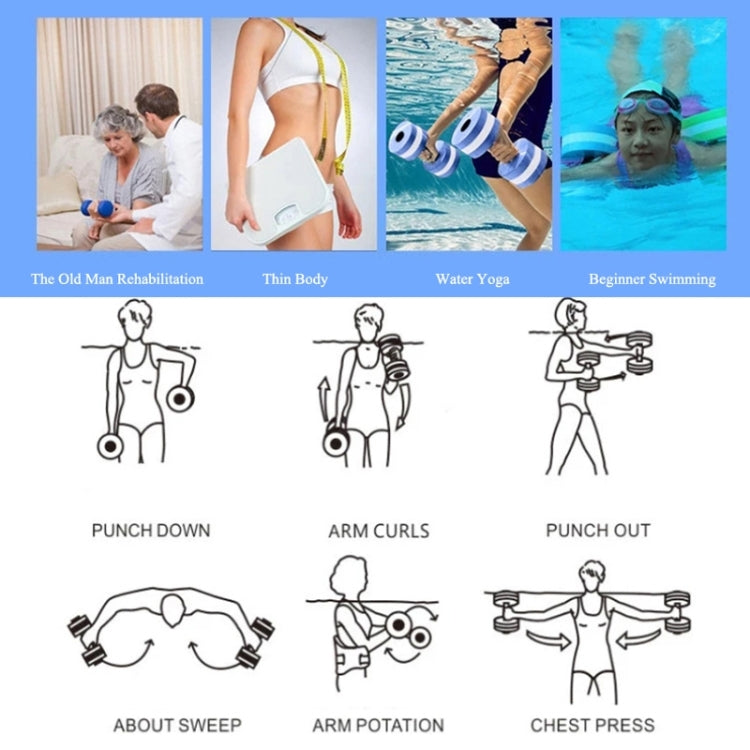 Par de halteres flutuantes de água em espuma EVA para piscina, halteres ajustáveis para exercício