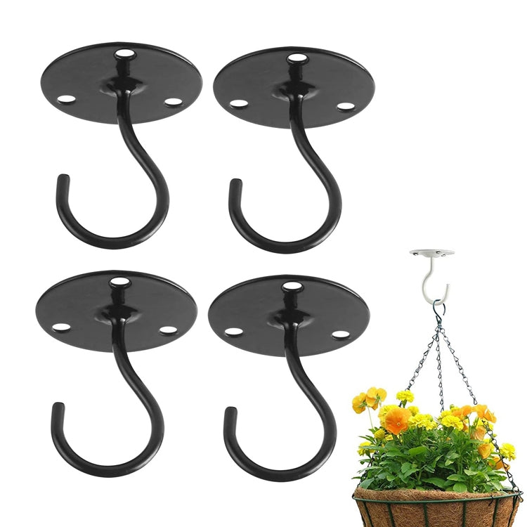 4 PCS Ganchos de Teto de Ferro para Varanda, Ganchos para Cestos de Flores, Ganchos de Parede para Roupa, Preto, Branco