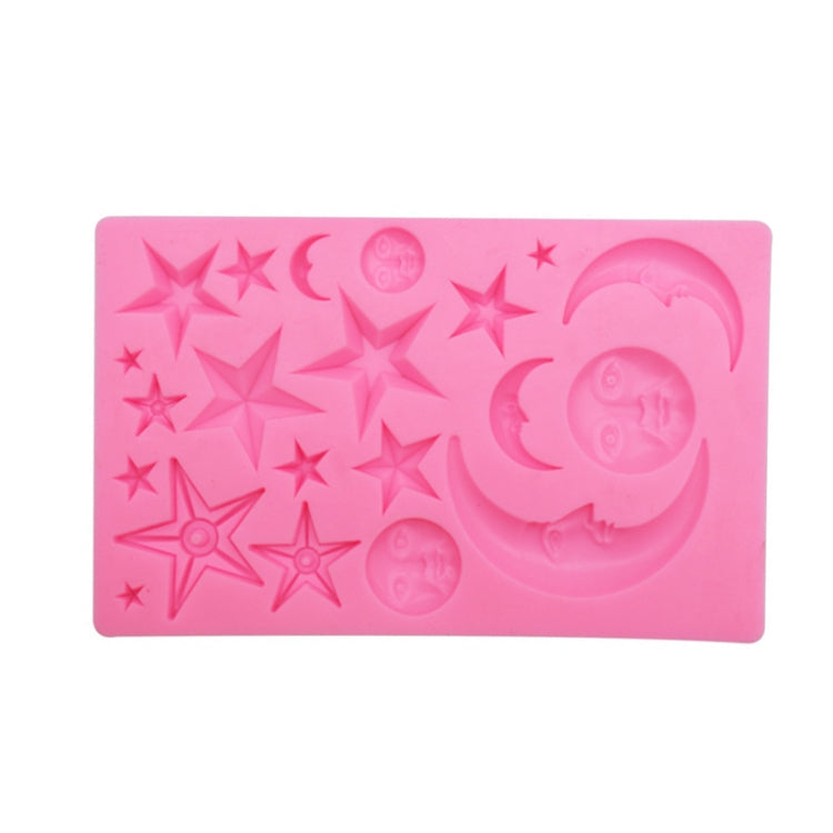 Molde de Silicone DIY para Chocolate em Forma de Estrela, Lua e Rosto, Rosa, Cinzento