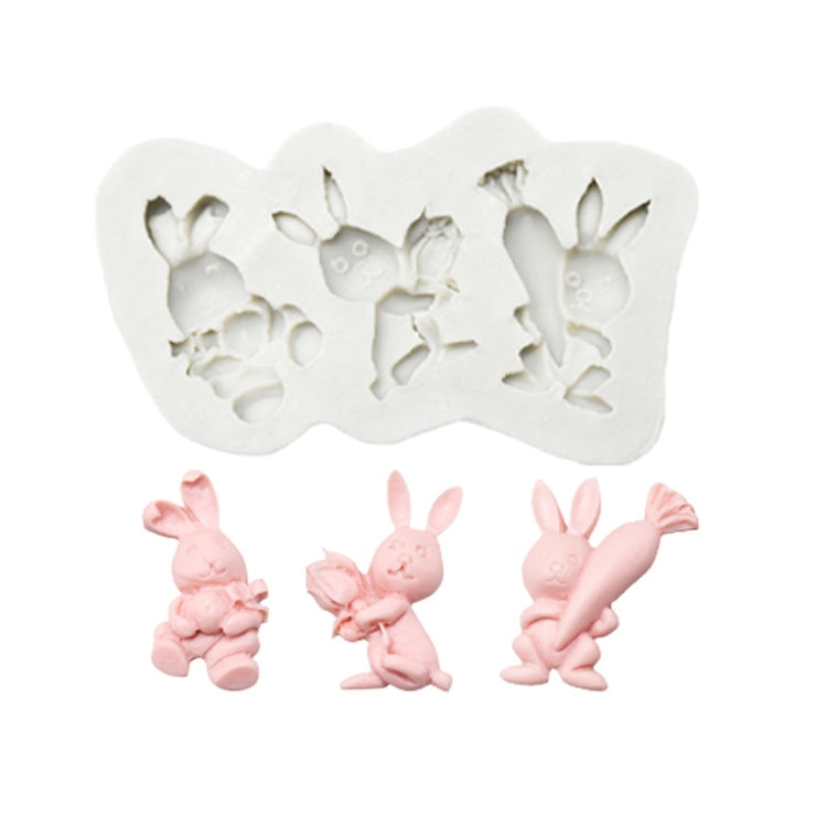 2 PCS Molde de Silicone para Cozedura de Chocolate, Especificação: Três Coelhos, Três Coelhos, Ovo Duplo, Coelho Cenoura, Bouquet de Coelhos