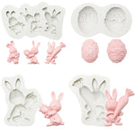2 PCS Chocolate Baking Clay Silicone Mold, Specification: Three Rabbits, Three Rabbits, Double Egg, Carrot Rabbit, Bouquet Bunny
