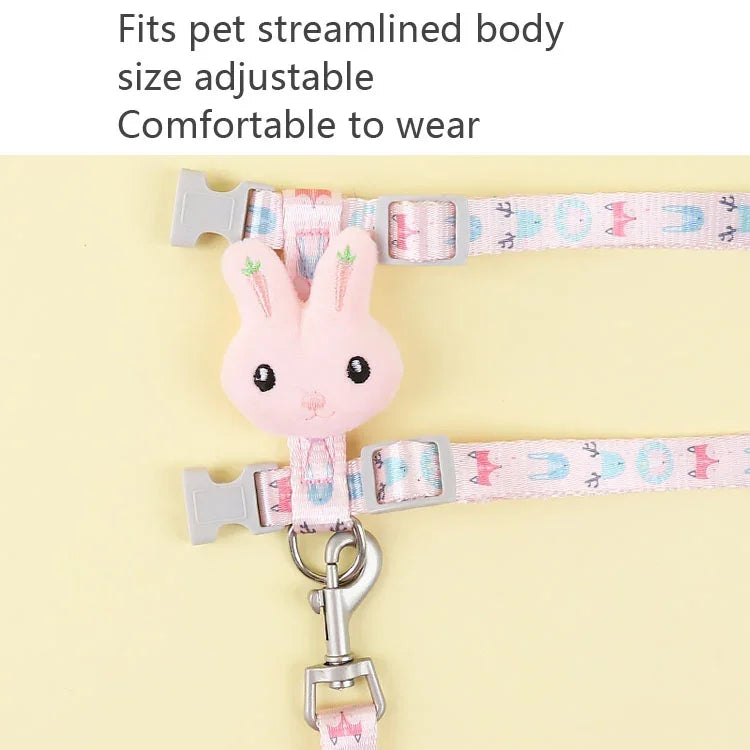 Corda de Tração para Gato Tipo Cabeça de Coelho Anti-Fuga Trela Ajustável para Gato, Pequeno Adequado para Até 3kg, Grande Adequado para 3-6kg