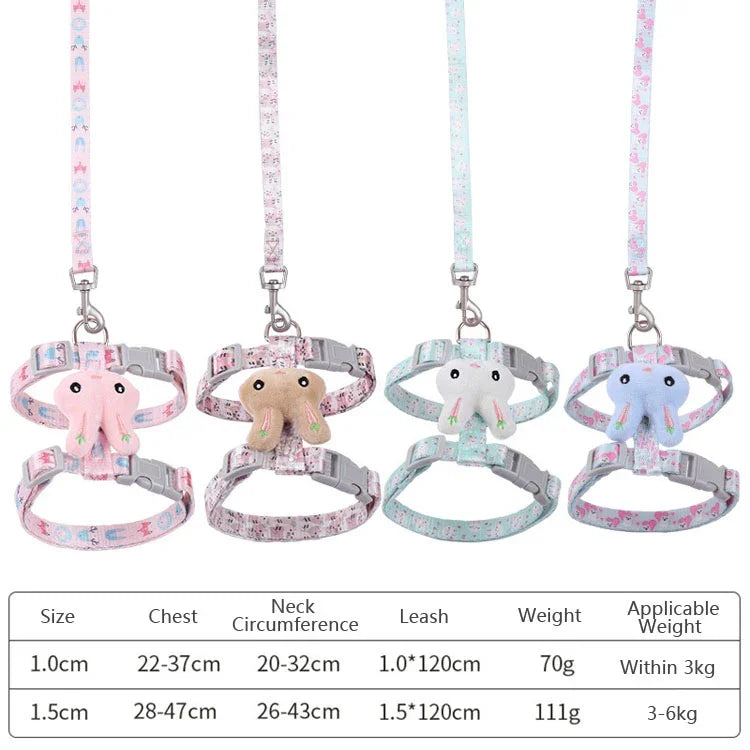 Corda de Tração para Gato Tipo Cabeça de Coelho Anti-Fuga Trela Ajustável para Gato, Pequeno Adequado para Até 3kg, Grande Adequado para 3-6kg