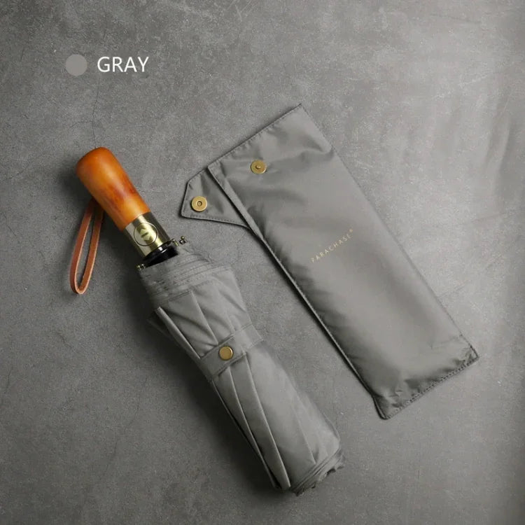 Guarda-chuva Automático de Negócios Grande, Dupla Camada, com 10 Costelas e Resistente ao Vento PARACHASE, Cinzento, Preto, Azul Marinho, Caqui