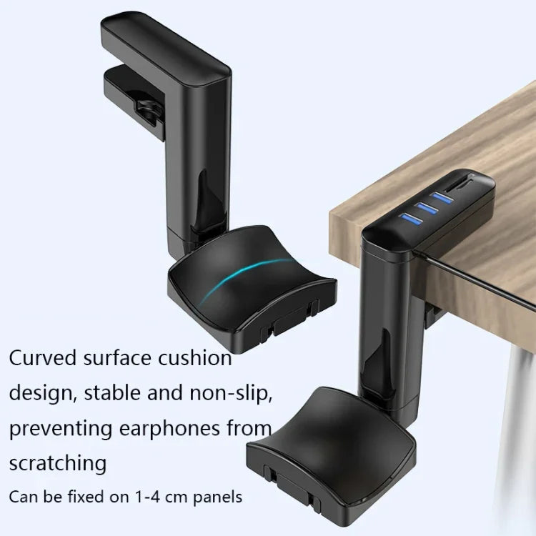 Suporte Multifuncional para Auscultadores Tipo Clipe Sem Perfuração, T9, com HUB, com Type-C