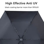 Guarda-chuva Solar Pequeno, Leve, em Fibra de Carbono com Cola Preta, Prova de Sol e Anti-UV PARACHASE, Preto, Azul Marinho, Caqui