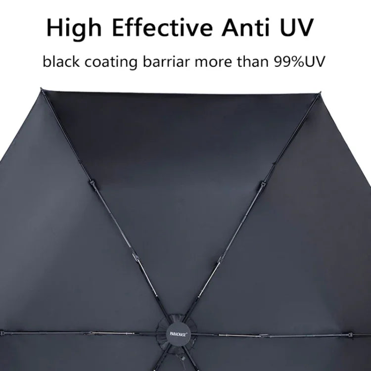 Guarda-chuva Solar Pequeno, Leve, em Fibra de Carbono com Cola Preta, Prova de Sol e Anti-UV PARACHASE, Preto, Azul Marinho, Caqui