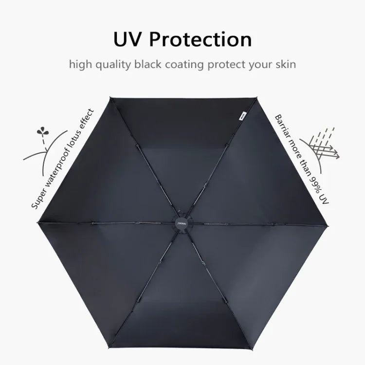 Guarda-chuva Solar Pequeno, Leve, em Fibra de Carbono com Cola Preta, Prova de Sol e Anti-UV PARACHASE, Preto, Azul Marinho, Caqui
