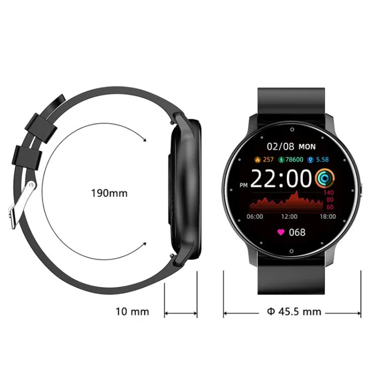 ZL02 Smartwatch Desportivo com Monitorização de Frequência Cardíaca, Pressão Arterial e Oxigénio Pedómetro Bluetooth Sem Fios, Azul, Preto, Rosa, Dourado