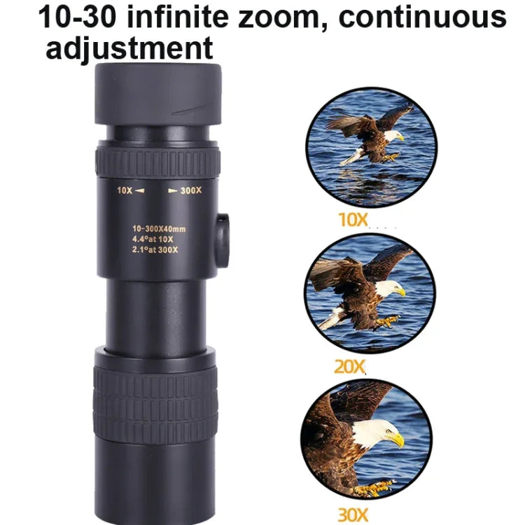 Monóculo 10-300x40 HD Telescópio Prisma BAK4, Estilo:, Standard