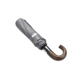 Guarda-chuva Automático de Três Dobras com Cabo Curvo em Madeira Maciça e 10 Costelas PARACHASE, Cinzento, Preto, Azul Marinho