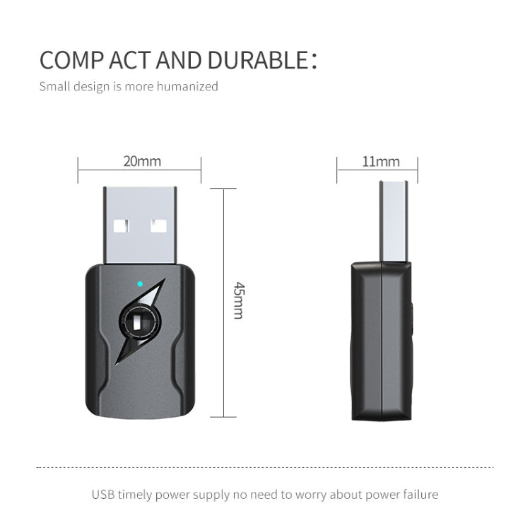Transmissor Bluetooth 5.0 Receptor AUX Adaptador de Áudio USB com Saída Dupla para Computador, M136
