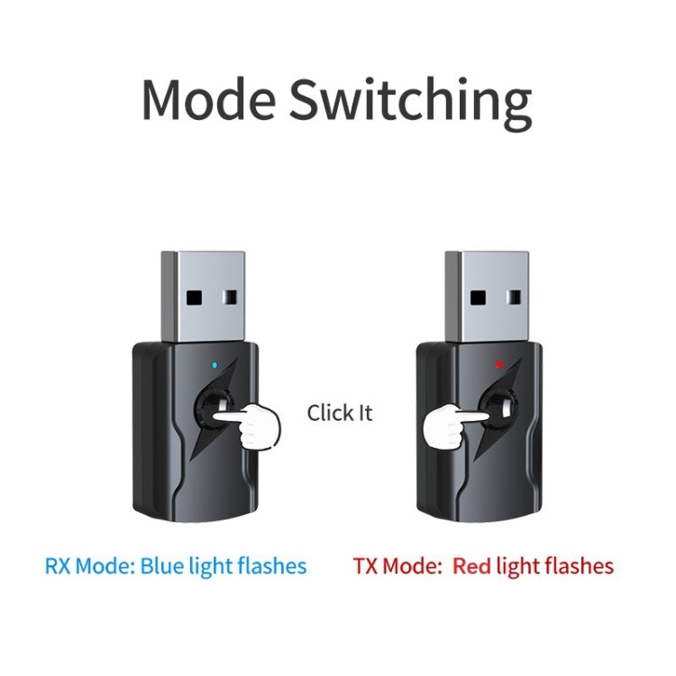 Transmissor Bluetooth 5.0 Receptor AUX Adaptador de Áudio USB com Saída Dupla para Computador, M136