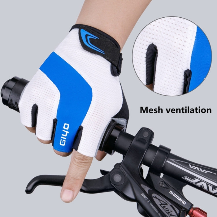Luvas de bicicleta GIYO S-14 com dedos meio cortados, almofada de palma em gel absorvente de choque, S, M, L, XL, XXL