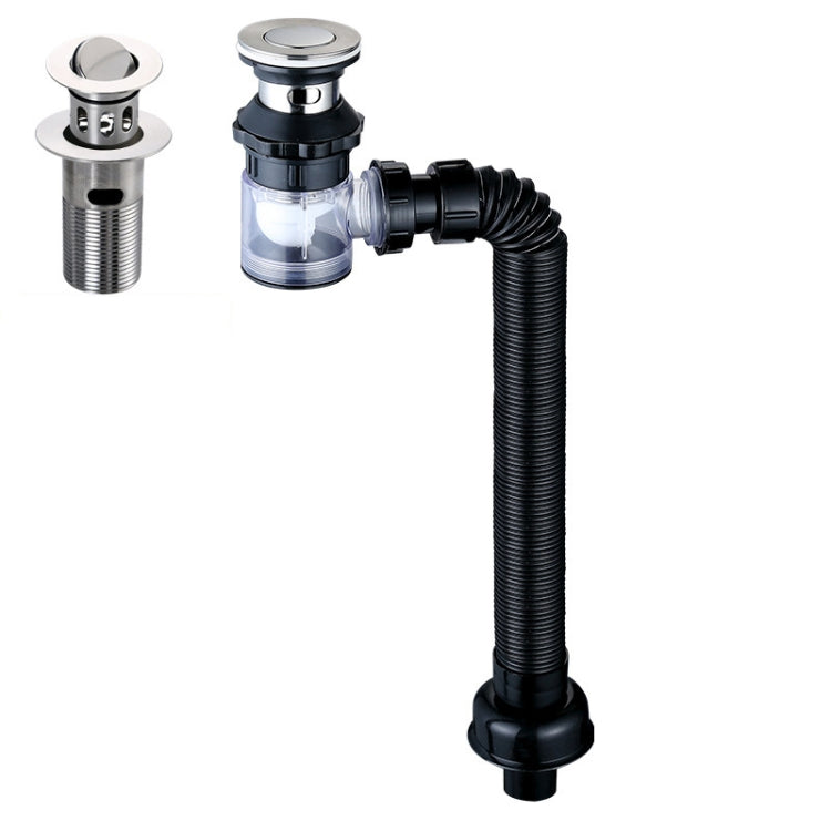 Household Deodorant Washbasin Water Pipe, Style:, A Black Flap With Basket and Overflow, B White Flap With Basket and Overflow, C Black Flap No Basket With Overflow, D White Flap No Basket With Overflow, E Black Flap Without Basket and Overflow        ...