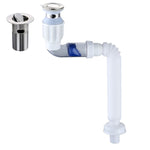 Tubo de Água para Lavatório Desodorizante Doméstico, Estilo:, A Aba Preta com Cesto e Transbordo, B Aba Branca com Cesto e Transbordo, C Aba Preta sem Cesto com Transbordo, D Aba Branca sem Cesto com Transbordo, E Aba Preta sem Cesto nem Transbordo