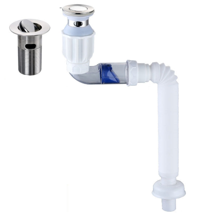 Tubo de Água para Lavatório Desodorizante Doméstico, Estilo:, A Aba Preta com Cesto e Transbordo, B Aba Branca com Cesto e Transbordo, C Aba Preta sem Cesto com Transbordo, D Aba Branca sem Cesto com Transbordo, E Aba Preta sem Cesto nem Transbordo