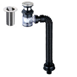 Tubo de Água para Lavatório Desodorizante Doméstico, Estilo:, A Aba Preta com Cesto e Transbordo, B Aba Branca com Cesto e Transbordo, C Aba Preta sem Cesto com Transbordo, D Aba Branca sem Cesto com Transbordo, E Aba Preta sem Cesto nem Transbordo