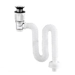 Tubo de Água para Lavatório Desodorizante Doméstico, Estilo:, A Aba Preta com Cesto e Transbordo, B Aba Branca com Cesto e Transbordo, C Aba Preta sem Cesto com Transbordo, D Aba Branca sem Cesto com Transbordo, E Aba Preta sem Cesto nem Transbordo