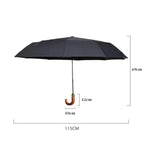 Guarda-chuva Dobrável Retro Grande e Robusto, Resistente ao Vento PARACHASE, Azul, Preto