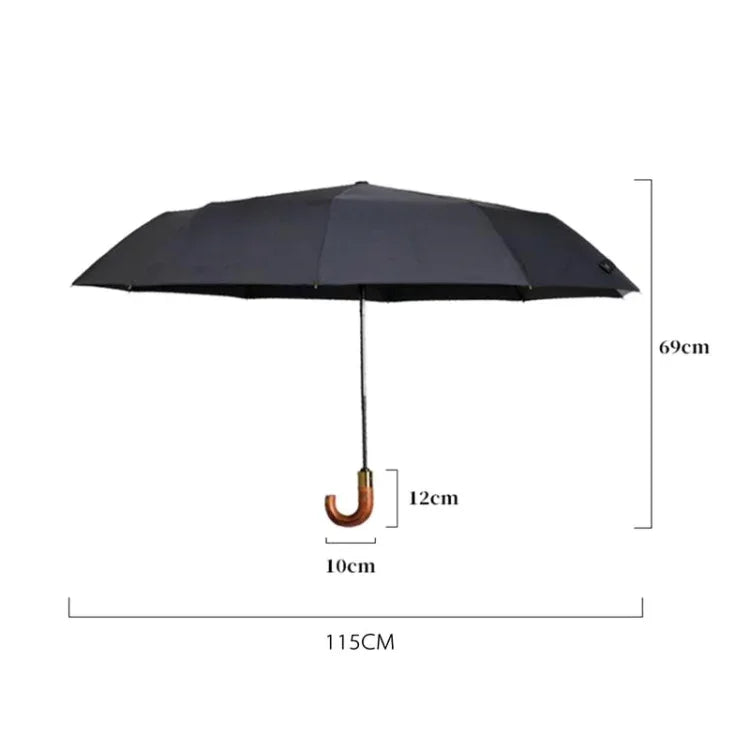 Guarda-chuva Dobrável Retro Grande e Robusto, Resistente ao Vento PARACHASE, Azul, Preto