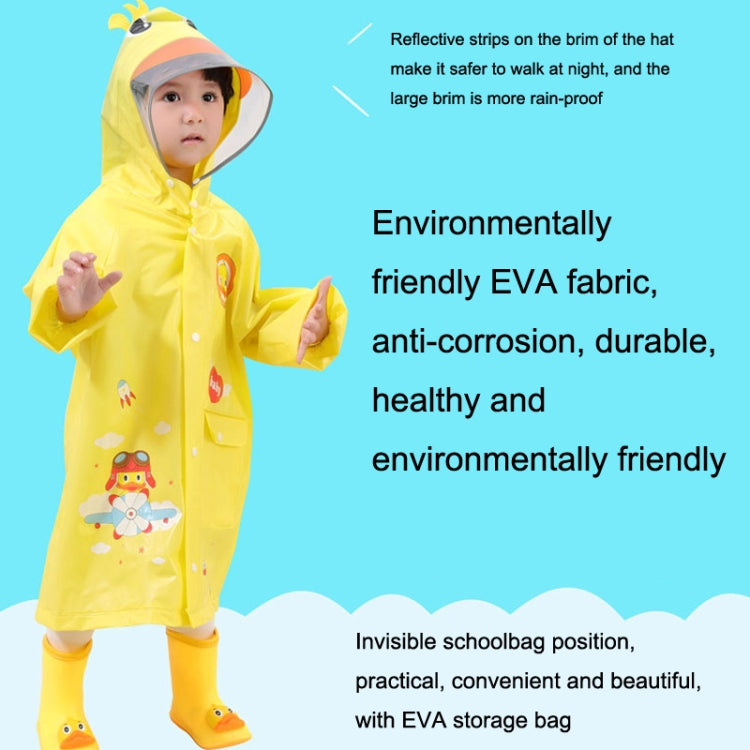 Capa de Chuva Infantil com Aba Grande e Estampa de Desenho Animado com Assento para Mochila, S, M, L, XL, XXL