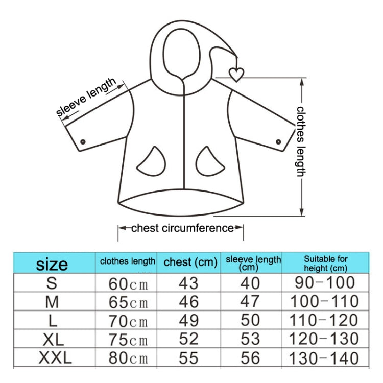 Capa de Chuva Infantil com Aba Grande e Estampa de Desenho Animado com Assento para Mochila, S, M, L, XL, XXL