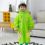 Capa de Chuva Infantil com Aba Grande e Estampa de Desenho Animado com Assento para Mochila, S, M, L, XL, XXL