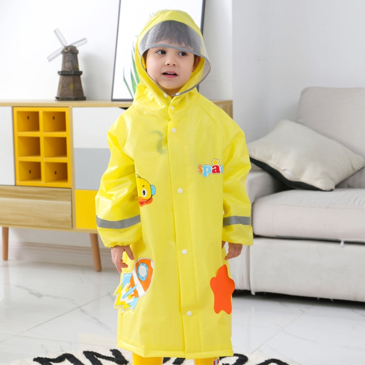 Capa de Chuva Infantil com Aba Grande e Estampa de Desenho Animado com Assento para Mochila, S, M, L, XL, XXL