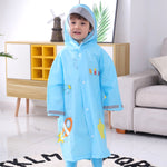Capa de Chuva Infantil com Aba Grande e Estampa de Desenho Animado com Assento para Mochila, S, M, L, XL, XXL