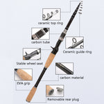 Vara de pesca telescópica de carbono para isco, secção curta, vara de lançamento, 1,8m, 2,1m, 2,4m, 2,7m, 3,0m