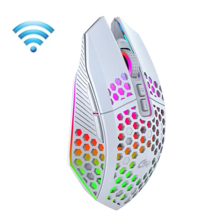 FMOUSE X801 rato de jogo e escritório com 8 teclas, 1600DPI, luminoso oco, estilo: preto sem fios recarregável, branco sem fios recarregável, preto com fios, branco com fios