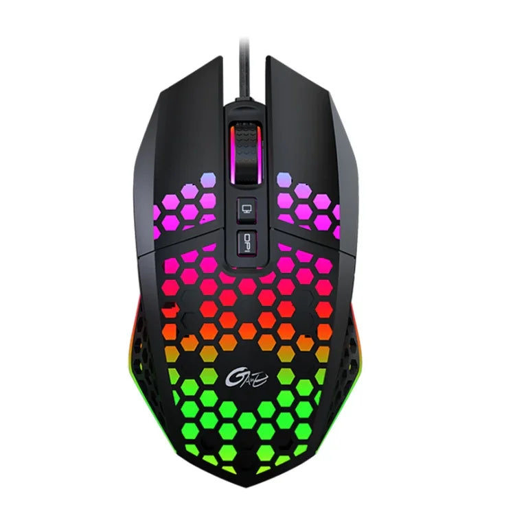 FMOUSE X801 rato de jogo e escritório com 8 teclas, 1600DPI, luminoso oco, estilo: preto sem fios recarregável, branco sem fios recarregável, preto com fios, branco com fios