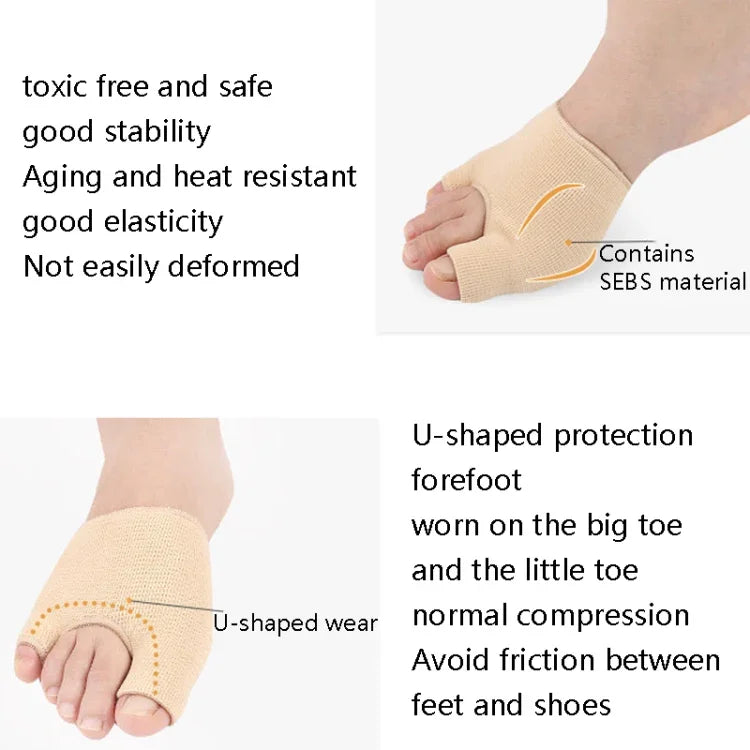 1 Par de Meias Corretoras para Hallux Valgo Almofada U em Forma de Fio para Antepé, S, L