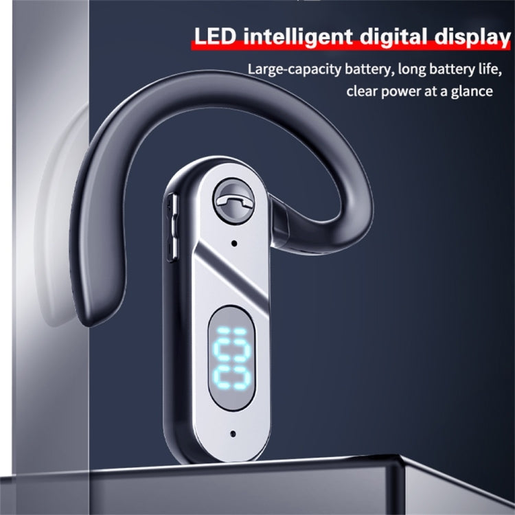 Auricular Bluetooth V28 com Gancho para Orelha, Ecrã Digital, Auricular Único com Controlo de Voz, V28 Preto