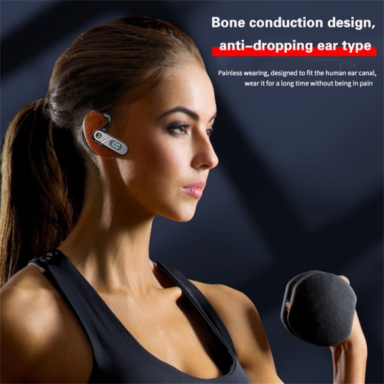 Auricular Bluetooth V28 com Gancho para Orelha, Ecrã Digital, Auricular Único com Controlo de Voz, V28 Preto