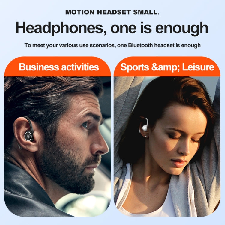 Auricular Bluetooth A1S com Gancho para Orelha, Som Verdadeiro, Desportivo, Auricular Único, A1S Preto, A1S Branco