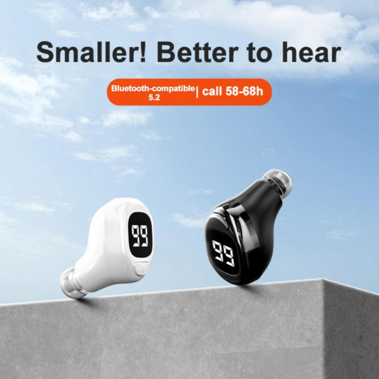 Auricular Bluetooth F6 Mini Invisível para Negócios com Ecrã Digital, F6 Preto, F6 Branco