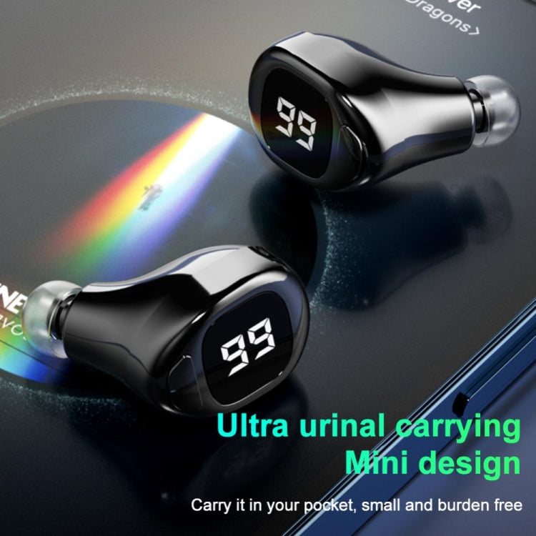 Auricular Bluetooth F6 Mini Invisível para Negócios com Ecrã Digital, F6 Preto, F6 Branco